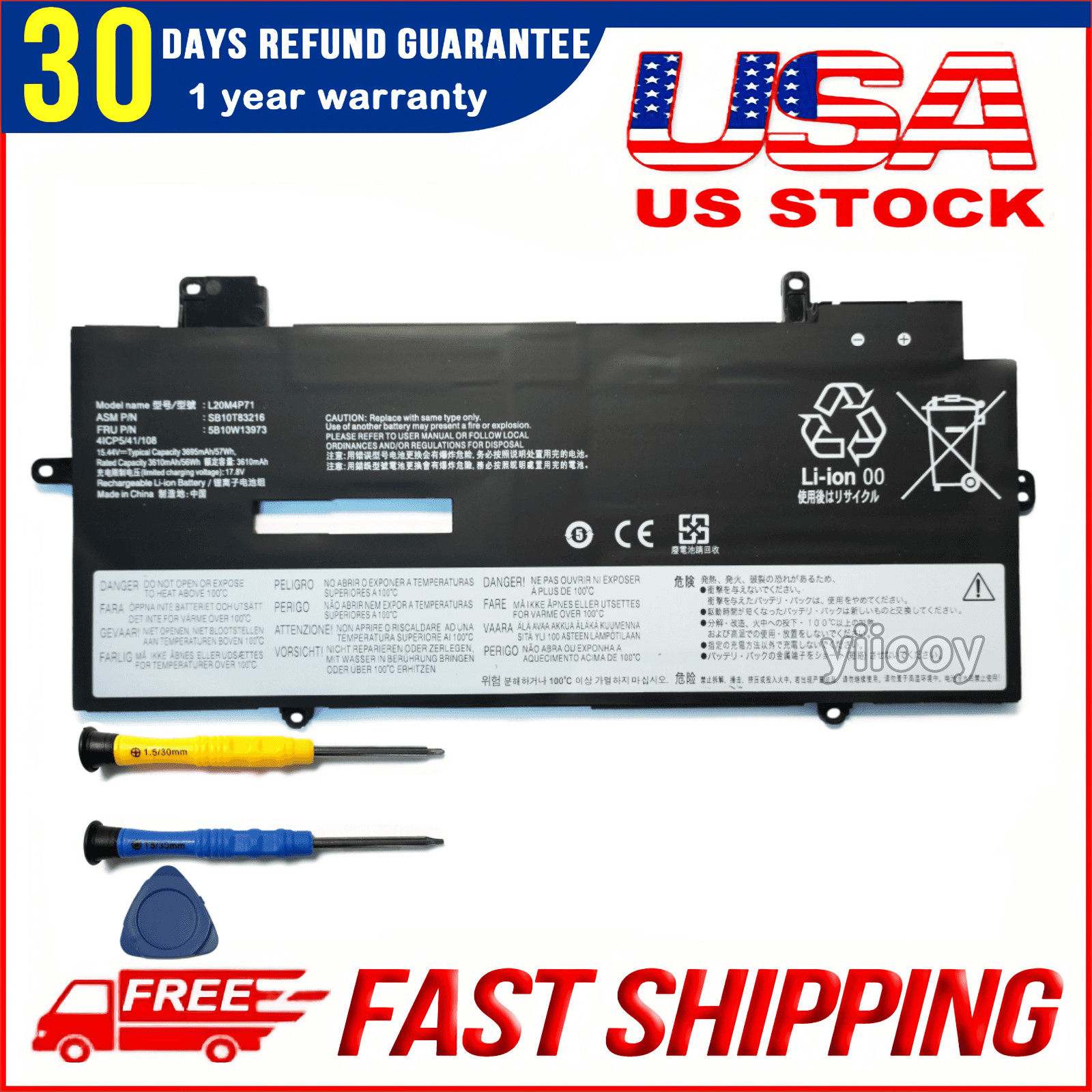 New L20C4P71 L20D4P71 L20M4P71 Battery fit for Lenovo ThinkPad X1 Carbon Gen 9