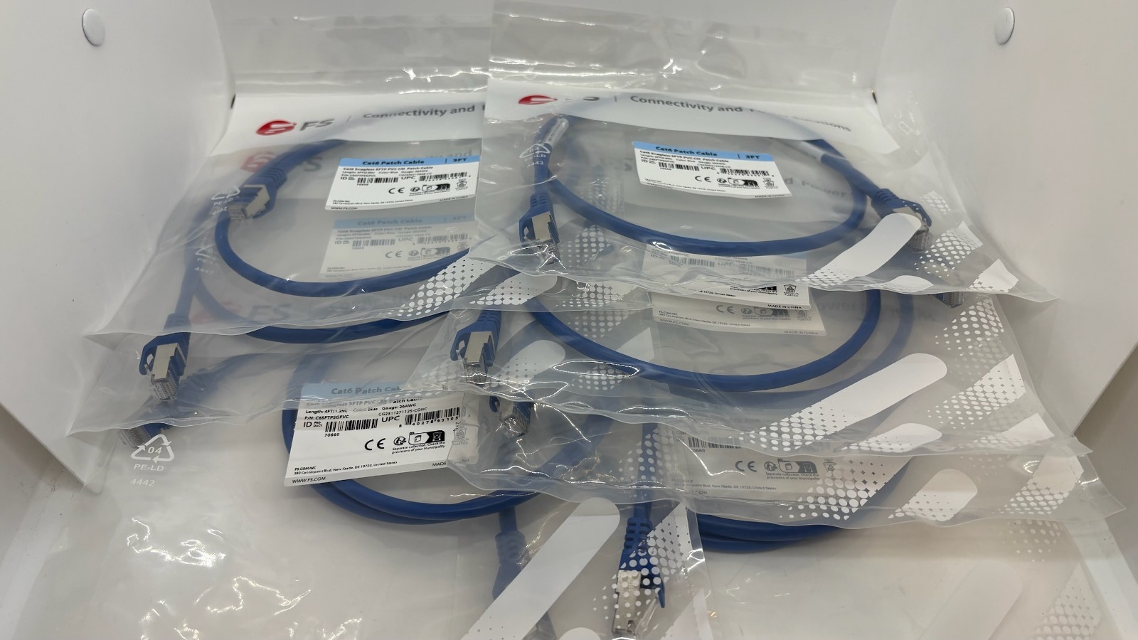 Lot of 7 FS C6SFTPSGPVC Cat6 Patch Cable 3FT Snagless SFTP Shielded 26AWG NEW