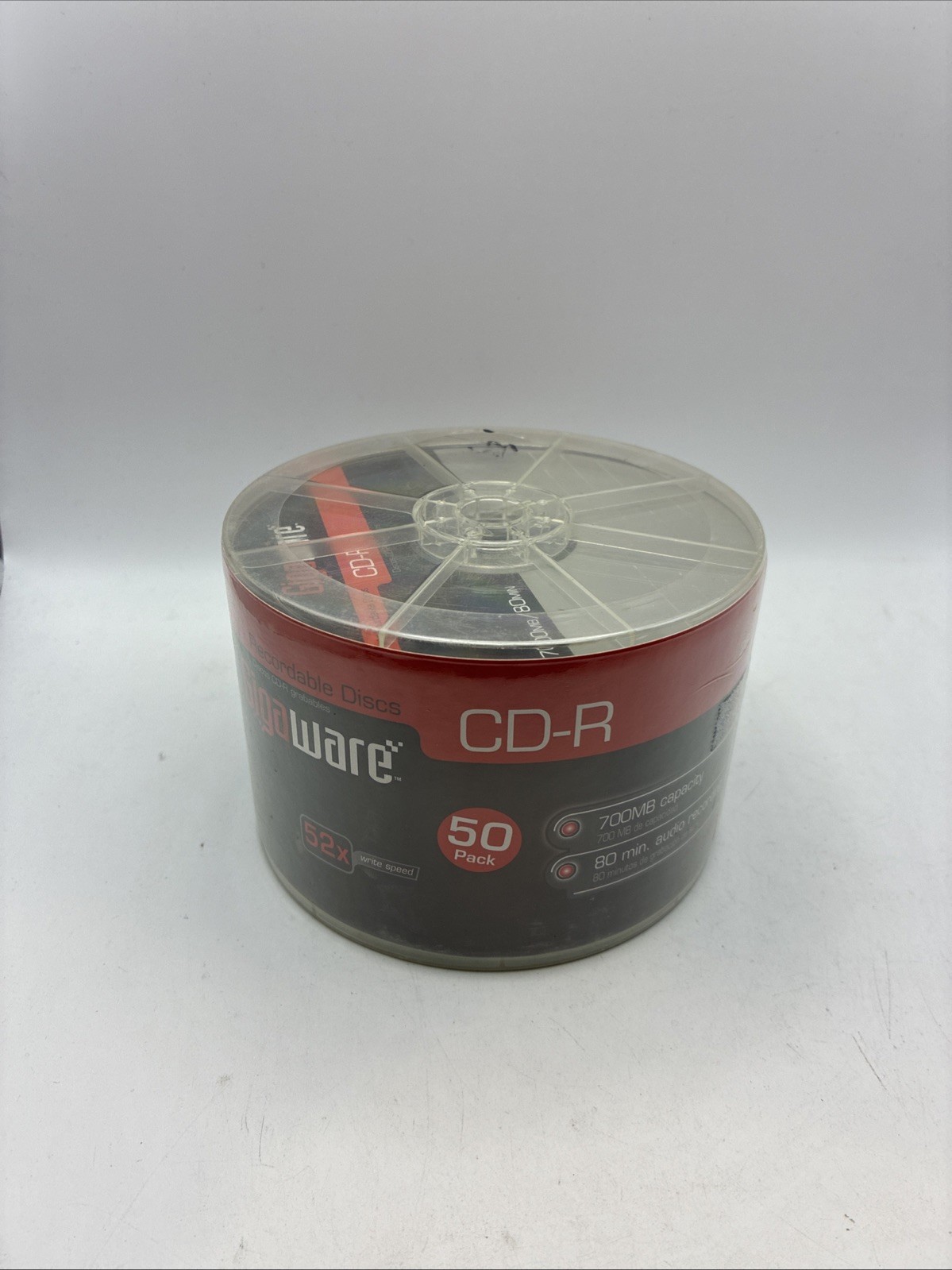 Gigaware 50 Pack CD-R Recordable Discs 700MB 80 Minutes Sealed 52X Write Speed