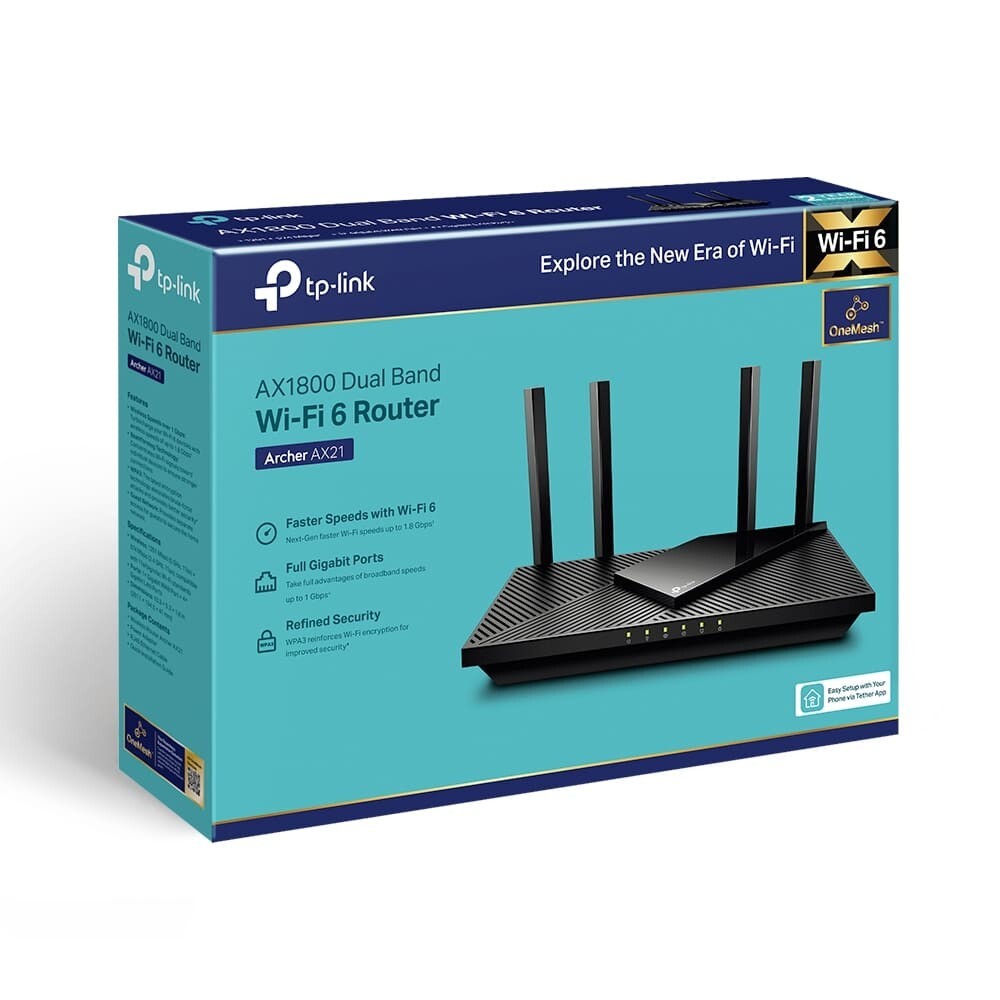 TP-Link AX1800 WiFi 6 Router V4 (Archer AX21), 1800 Mbps – Dual Band - OPEN BOX