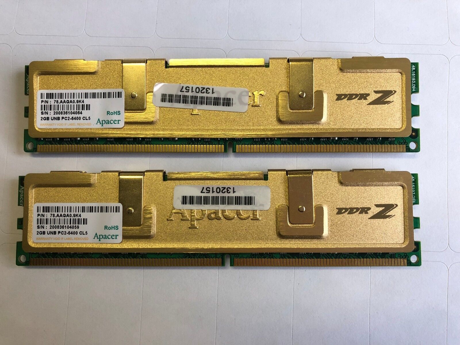 4GB RAM (2X2GB) Apacer UNB PC2-6400 CL5 desktop Ram memory