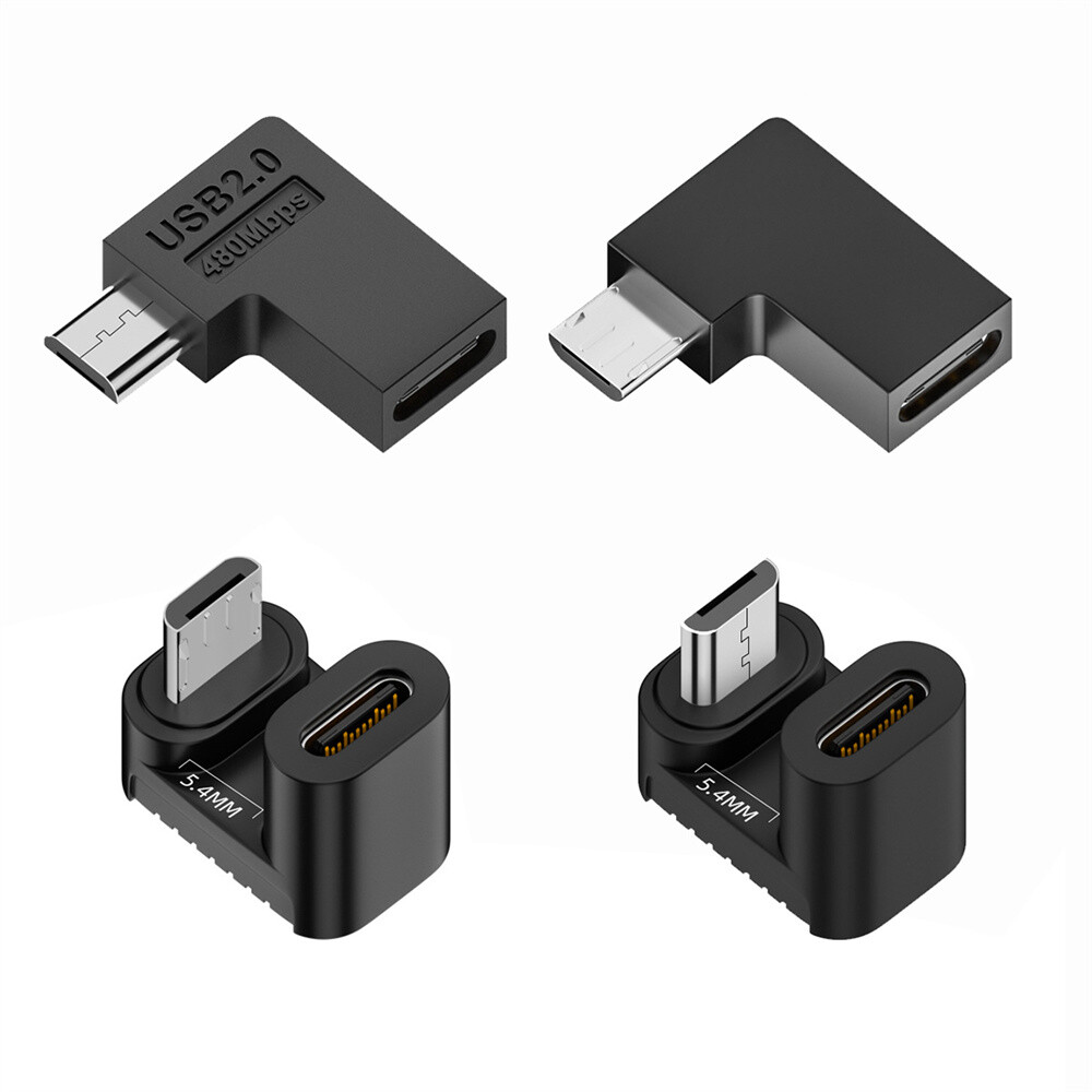 CHENYANG USB2.0 Angled USB-C Female to Micro USB Male Data Power Adapter 4 Pack