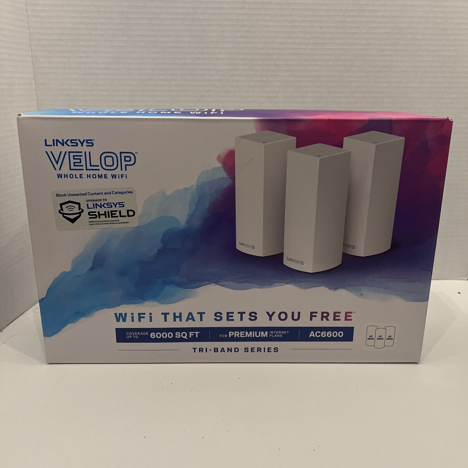 Linksys Velop AC6600 Whole Home Mesh Wi-Fi System 3-Pack WHW0303 6000 Sq Ft