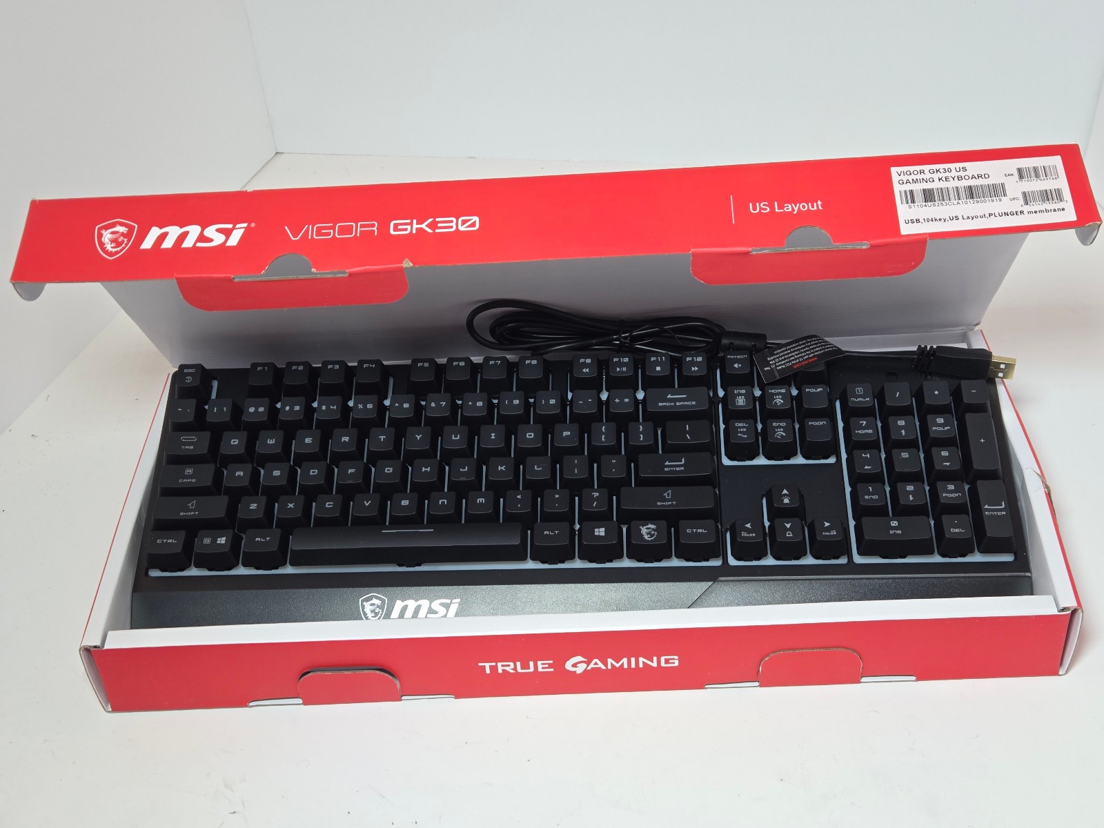 LOT- MSI Vigor GK30 GAMING Keyboard and Clutch GM11 GAMING Mouse
