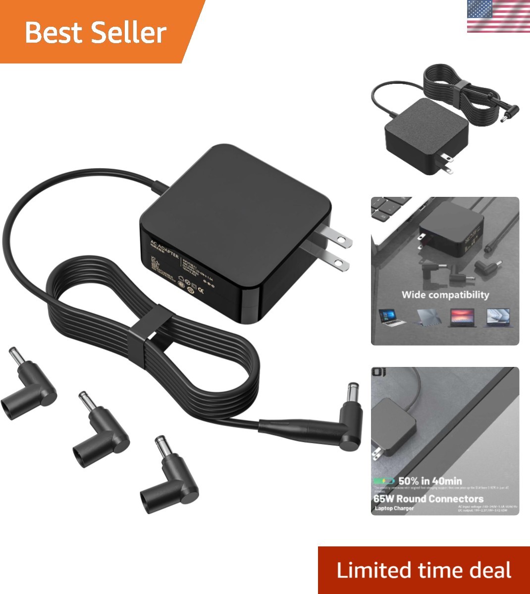High-Performance 65W AC Laptop Charger for Asus Zenbook & Chromebook Models