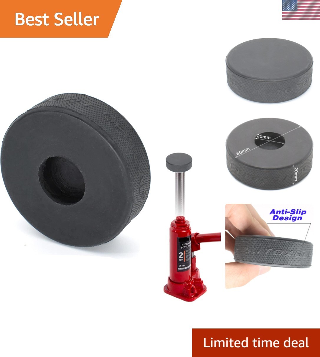 Universal Anti-Slip Bottle Jack Pad - Rubber Support for Safe Lifting (20mm)