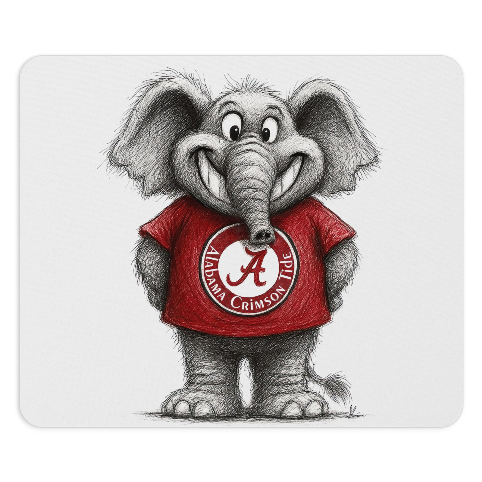 Alabama Crimson Tide Mouse Pad 9.5"x8" | Cute Elephant Line Art | Roll Tide Desk