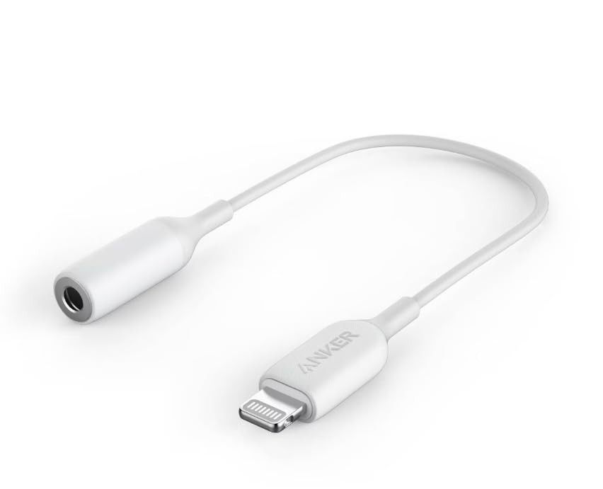 Anker 5" PowerLine 8 Pin to 3.5mm Audio Adapter White