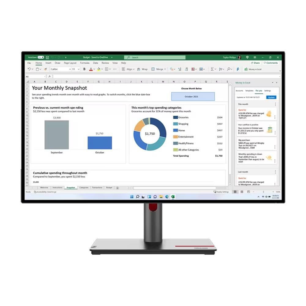 Lenovo 27-inch Monitor 2560 x 1440 LED ThinkVision P27Q-30