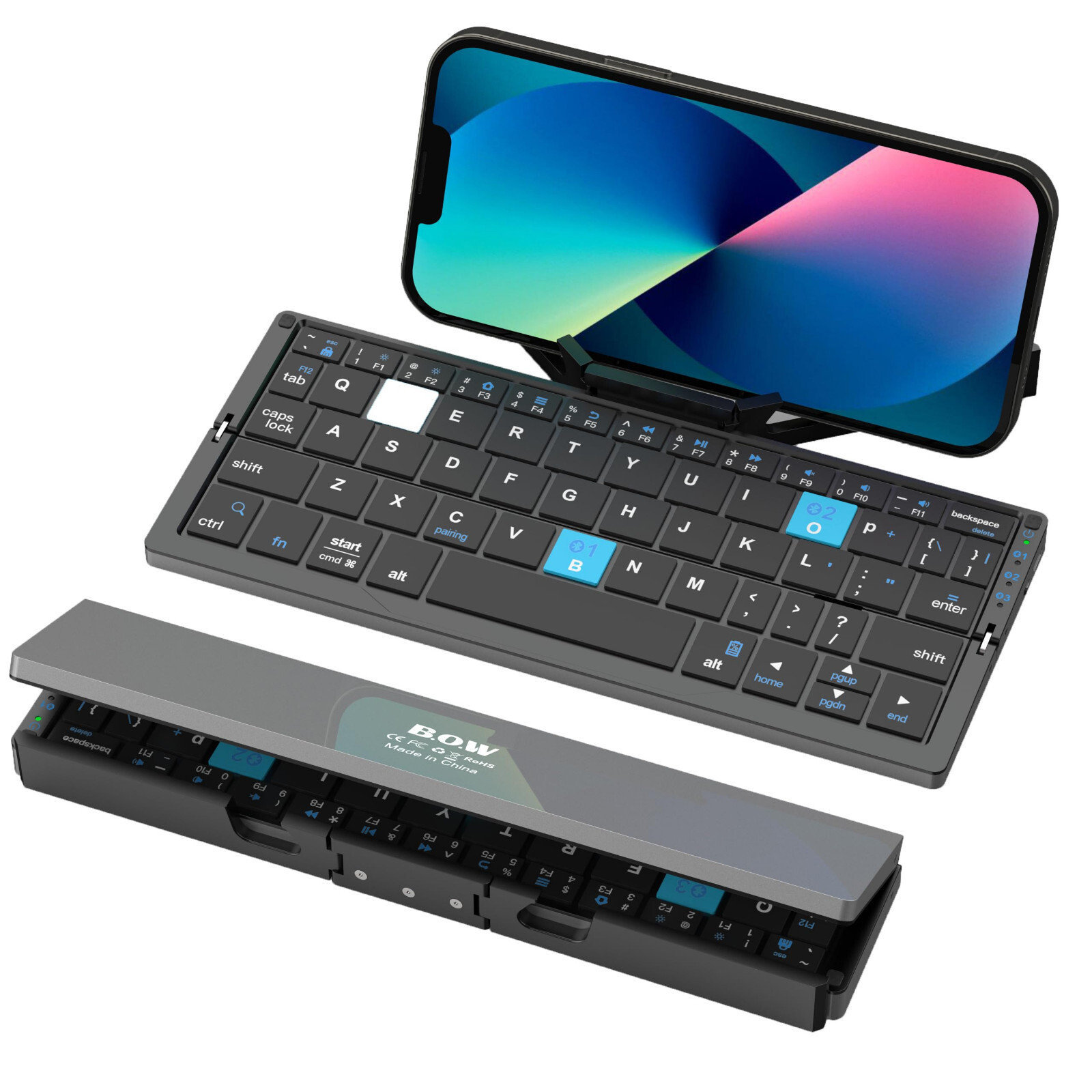 Mini Foldable Keyboard with Magnetic Stand Aluminum Alloy Rechargeable Keyboard