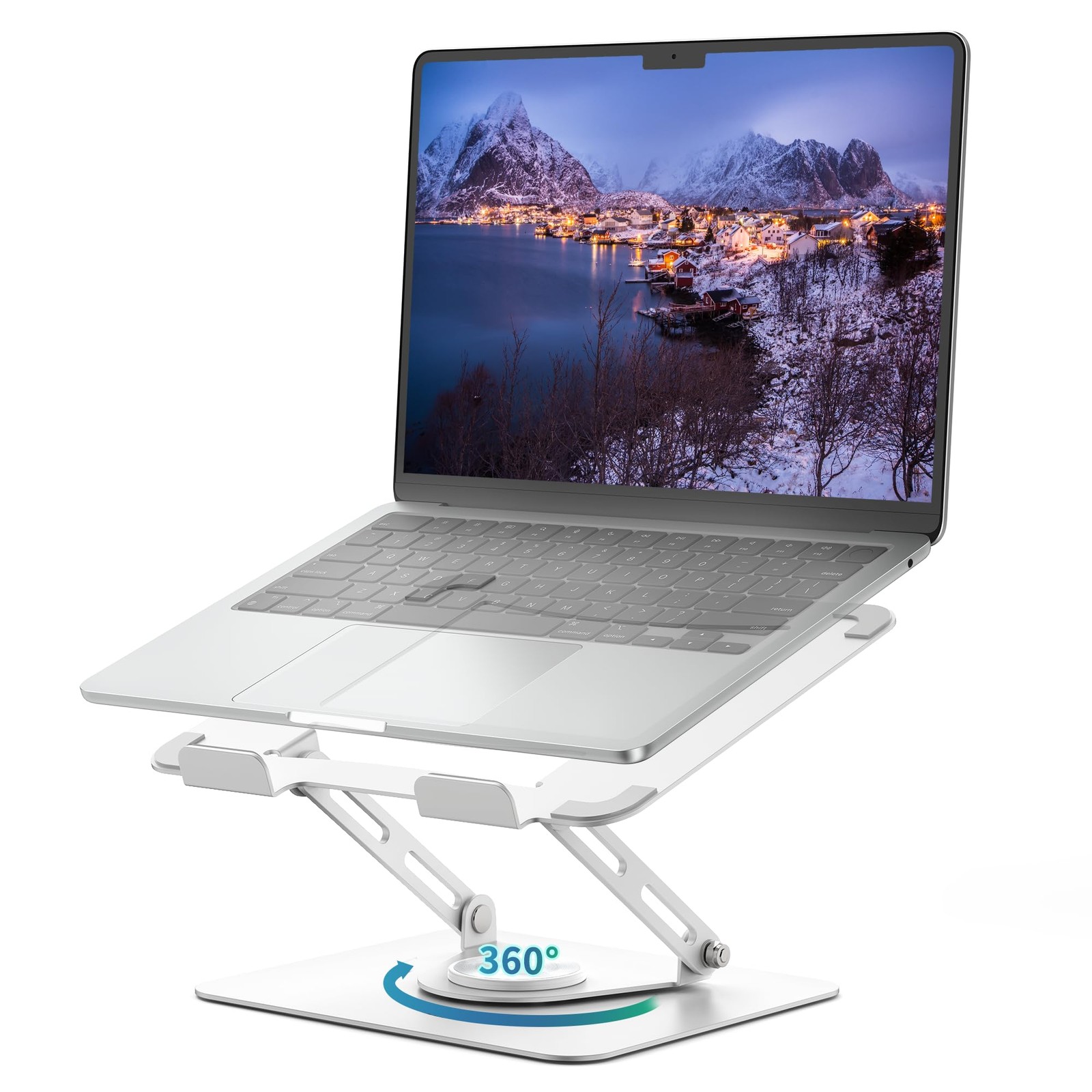 Laptop Stand for Desk with 360° Rotating Base, Multi-Angle Adjustable Laptop ...