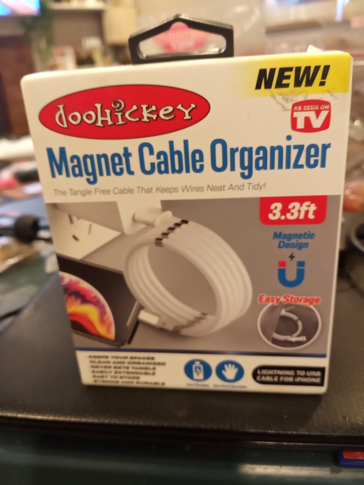 AS SEEN ON TV DOOHICKEY MAGNET CABLE ORGANIZER 3.3 FEET - NEW INBOX 