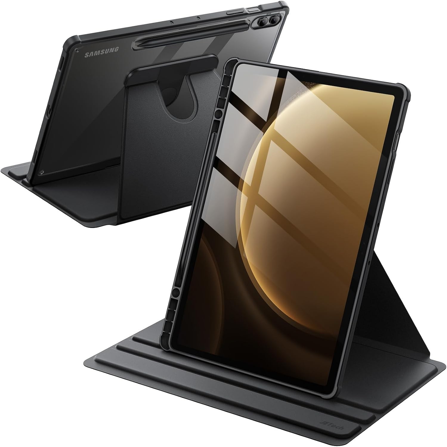 Black 360° Rotating Case for Samsung Galaxy Tab S10+ 12.4"/S9 FE+ 2024 Model