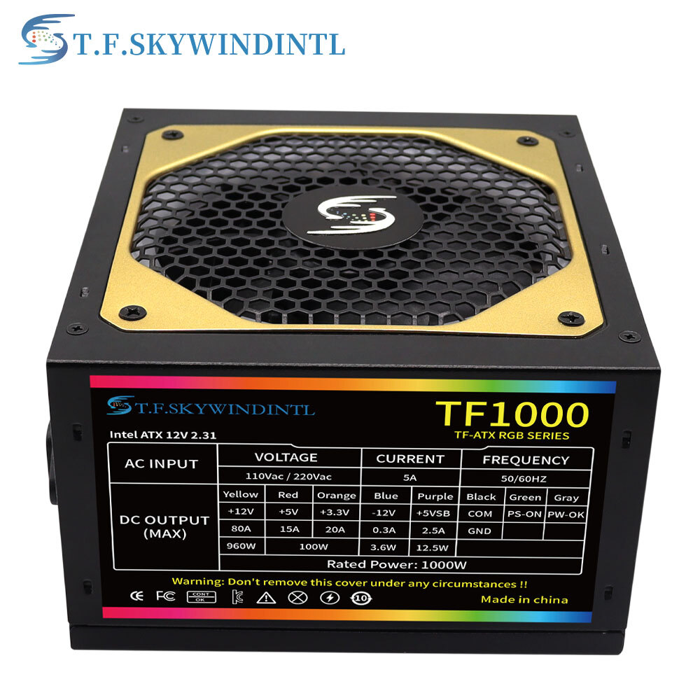 1000W ATX PC Power Supply LED Fan RGB PSU Silent SATA IDE Gaming Power Supplies