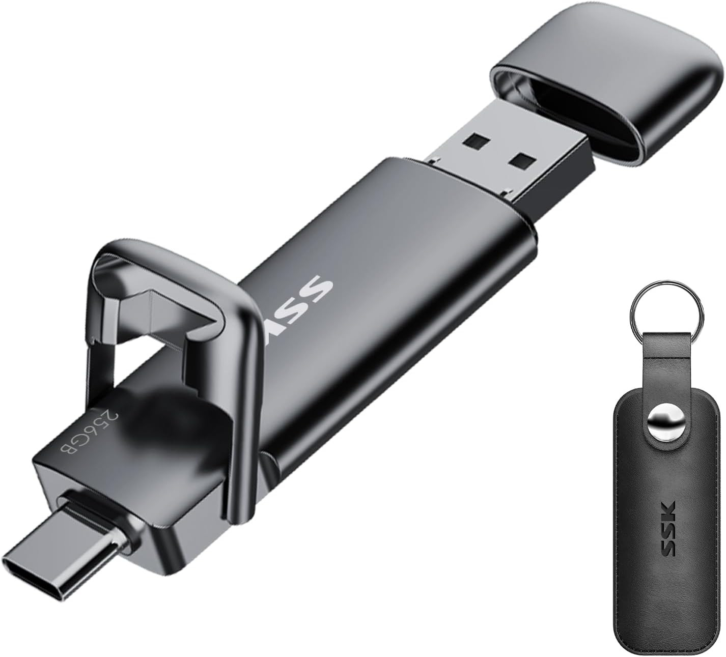 256GB Dual USB C Flash Drive,2-In-1 Type C+ USB 3.2 Gen2 Solid State Thumb Drive
