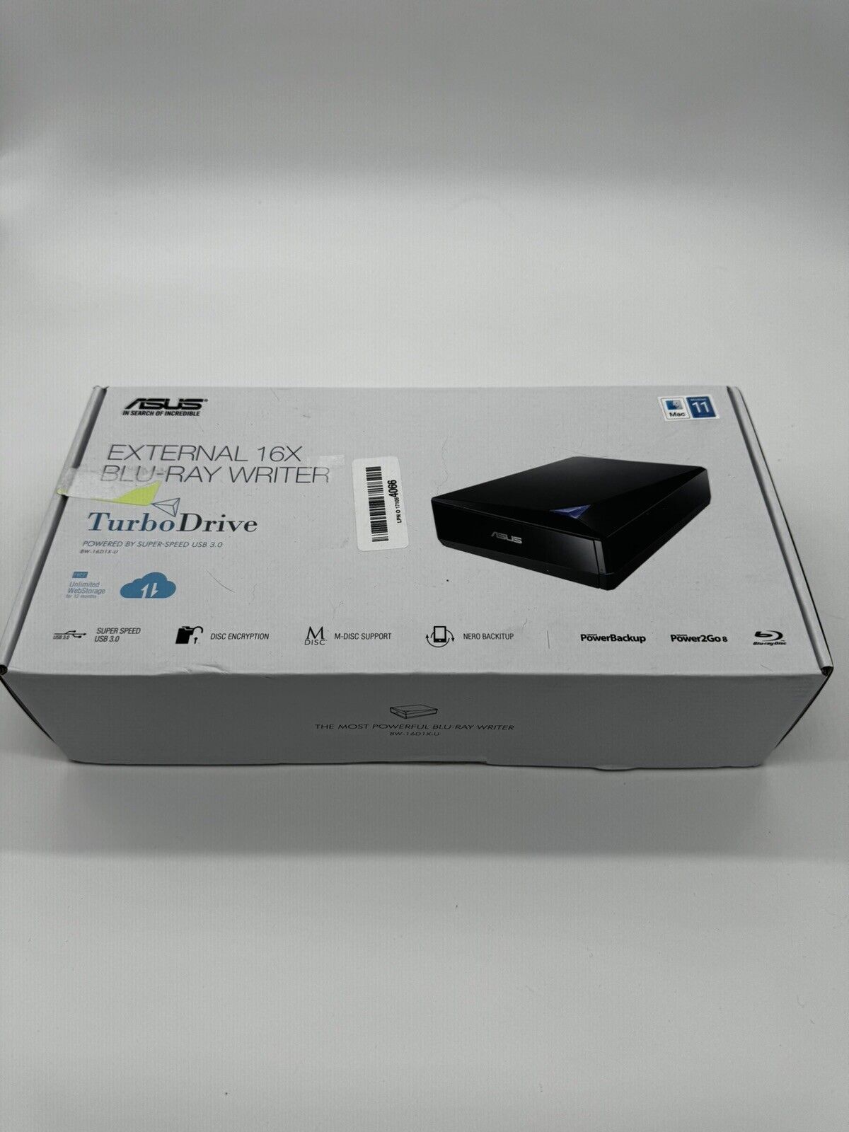 ASUS BW-16D1X-U External 16x Blu-Ray Burner Drive for PC- Unknown Condition Read