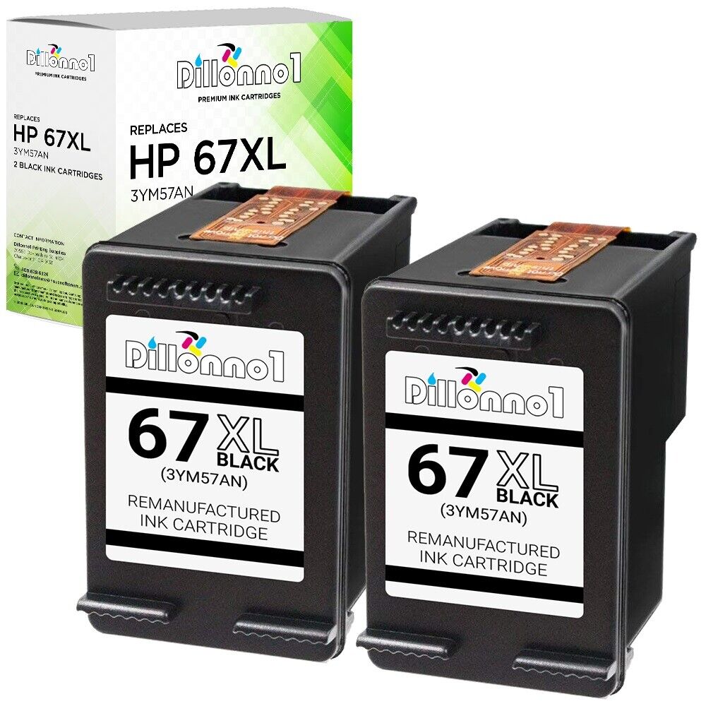2PK for HP 67XL 67XXL Black Ink Cartridges 2752 2752e 2755e Envy 6010 6055 6455 