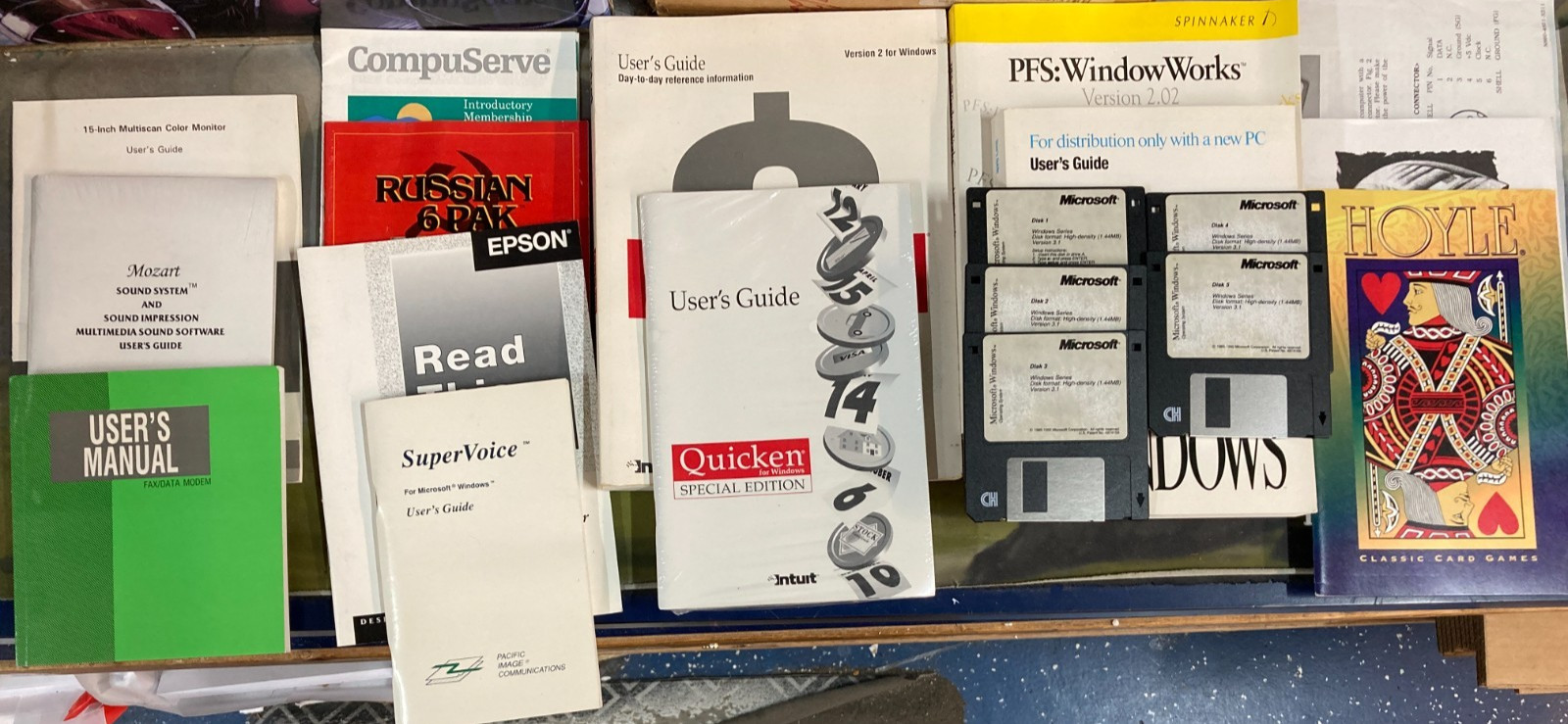 Vintage Computer Manuals and Disks - Windows 3.1, Epson, Quicken, and more