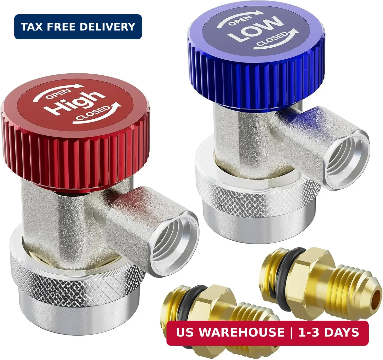 HTOMT R134a Adapter,Adjustable R134a Quick Couplers Adapter,R134a Connector 1/4