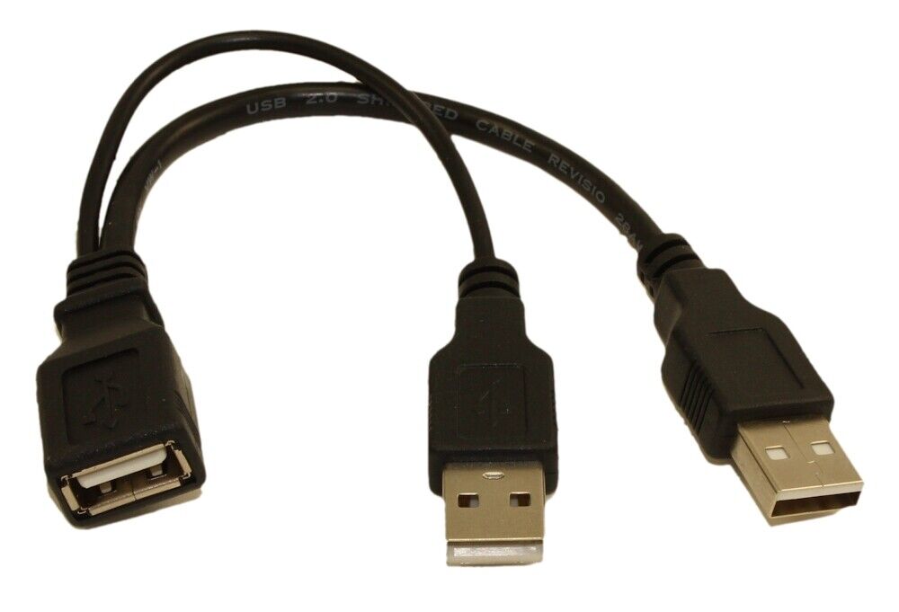 6inch USB 2.0 Female to Dual Male (1 Power  1 Data/Pwr) Y Extension Cable