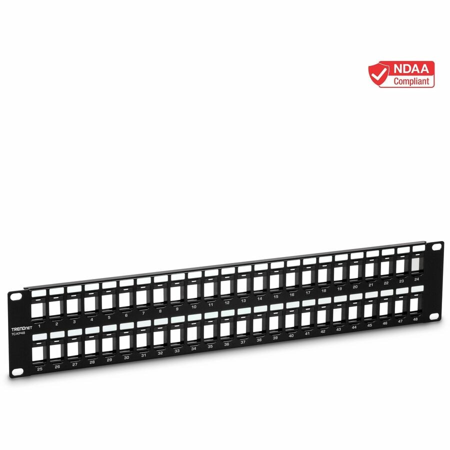 TRENDnet 48-Port Blank Keystone 2U HD Patch Panel, 2U 19" Rackmount Housing, HD