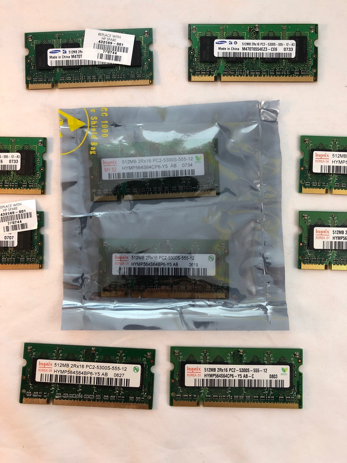 2pc Hynix Samsung DDR Laptop Notebook Memory 1GB (2X512MB) PC2-5300S-555-12 512m