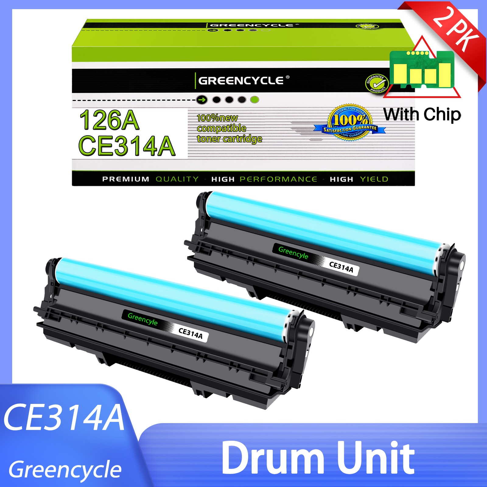 2PK CE314A Imaging Drum unit Compatible For Color LaserJet 100 MFP M175nw M175A