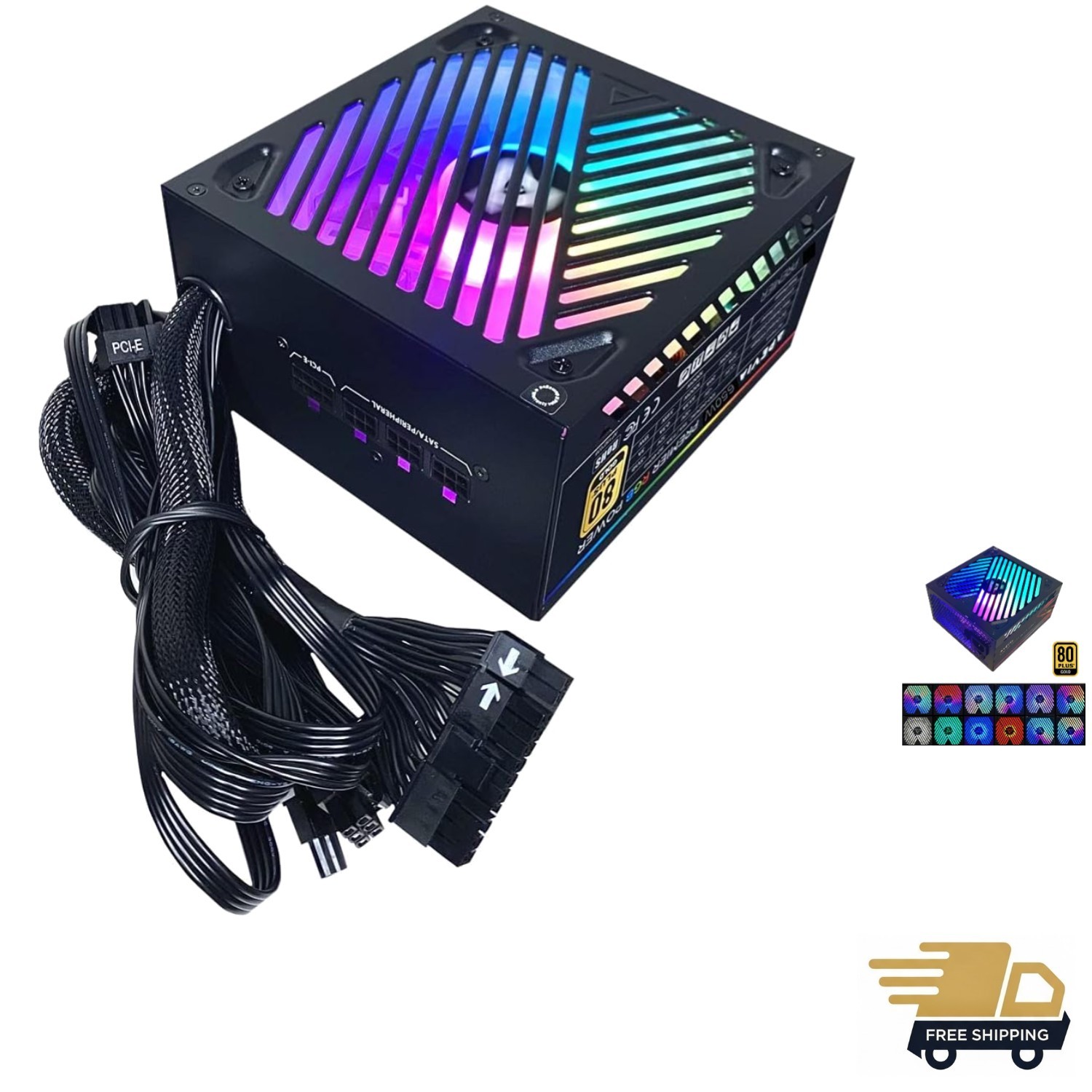 80+ Gold 650W ATX Power Supply with 366 RGB Modes - Reliable & Stylish Solution