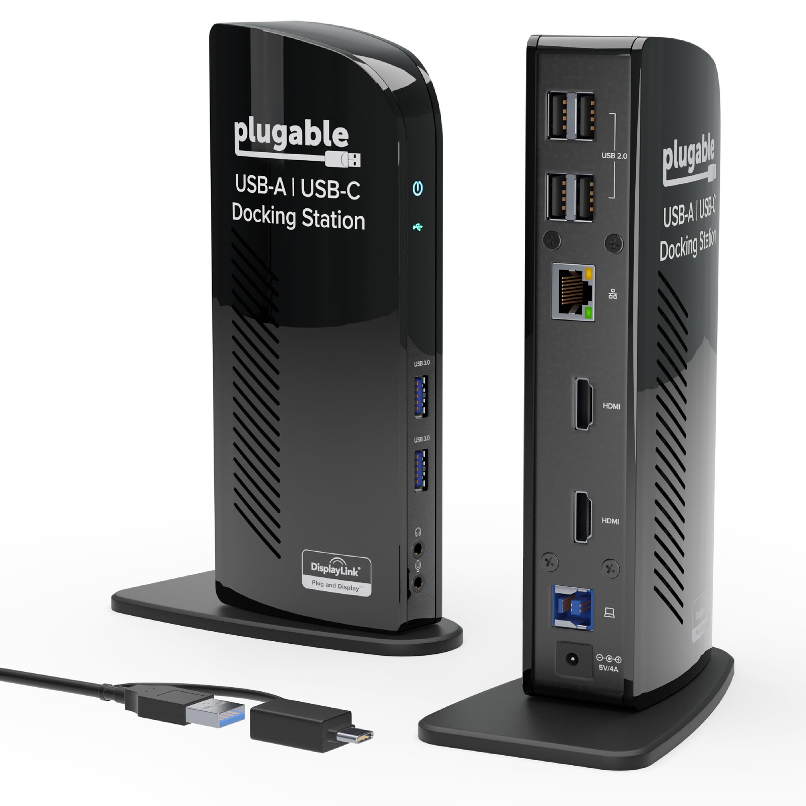 Plugable Universal Laptop Docking Station Dual HDMI Display, Black