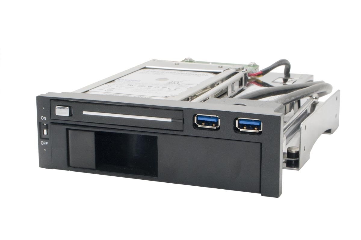 5.25" Bay Tray Mobile Rack 3.5" 2.5" SATA III HDD 2 Port USB 3.0 SY-MRA55006
