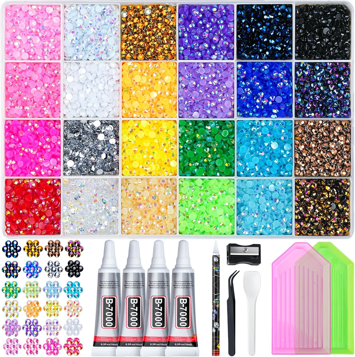 35000 Pcs Resin Jelly Rhinestones Kit, Multicolor 3Mm Flatback Rhinestones with