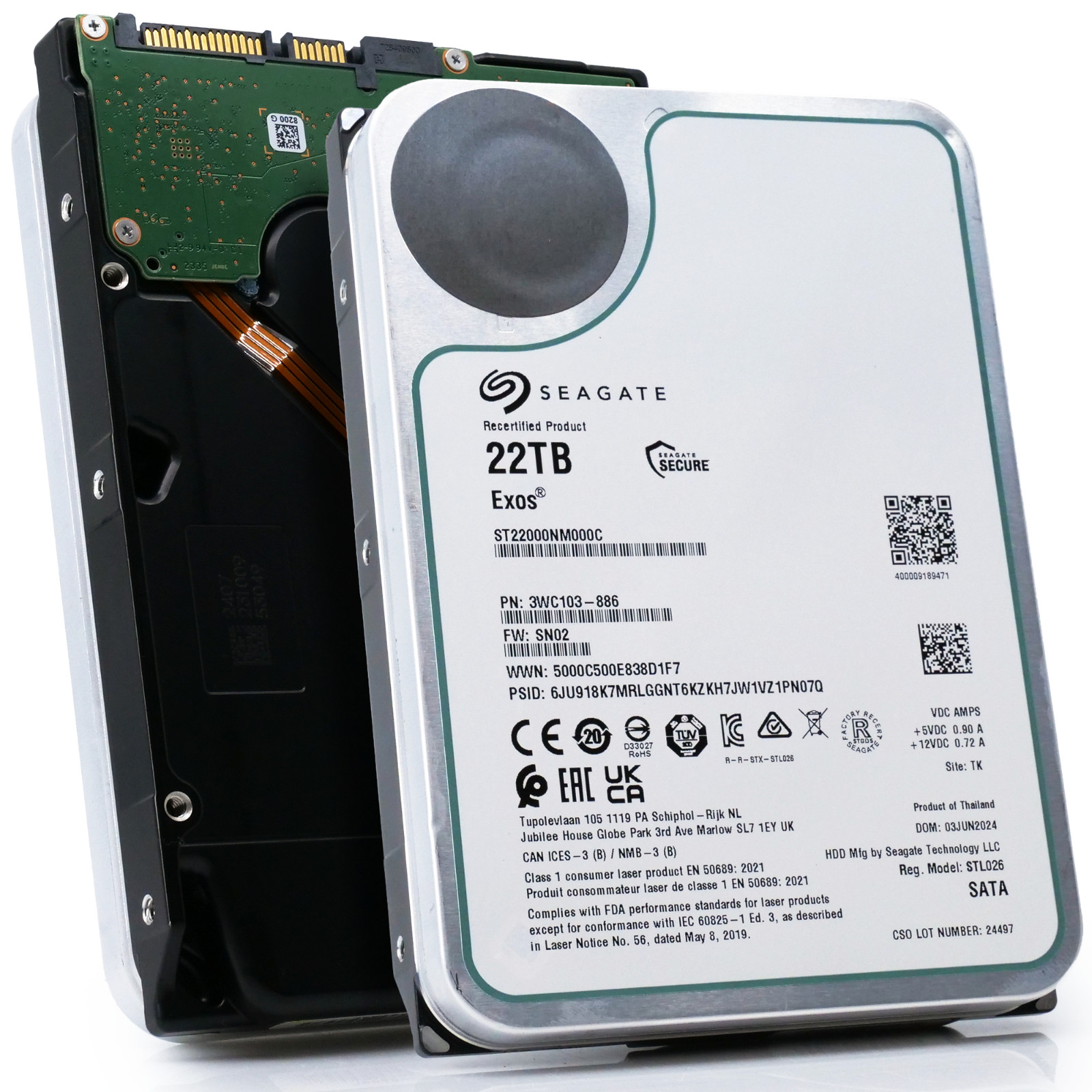 Seagate Exos 22TB 7.2K RPM SATA 6Gb/s 3.5in Enterprise HDD - ST22000NM000C