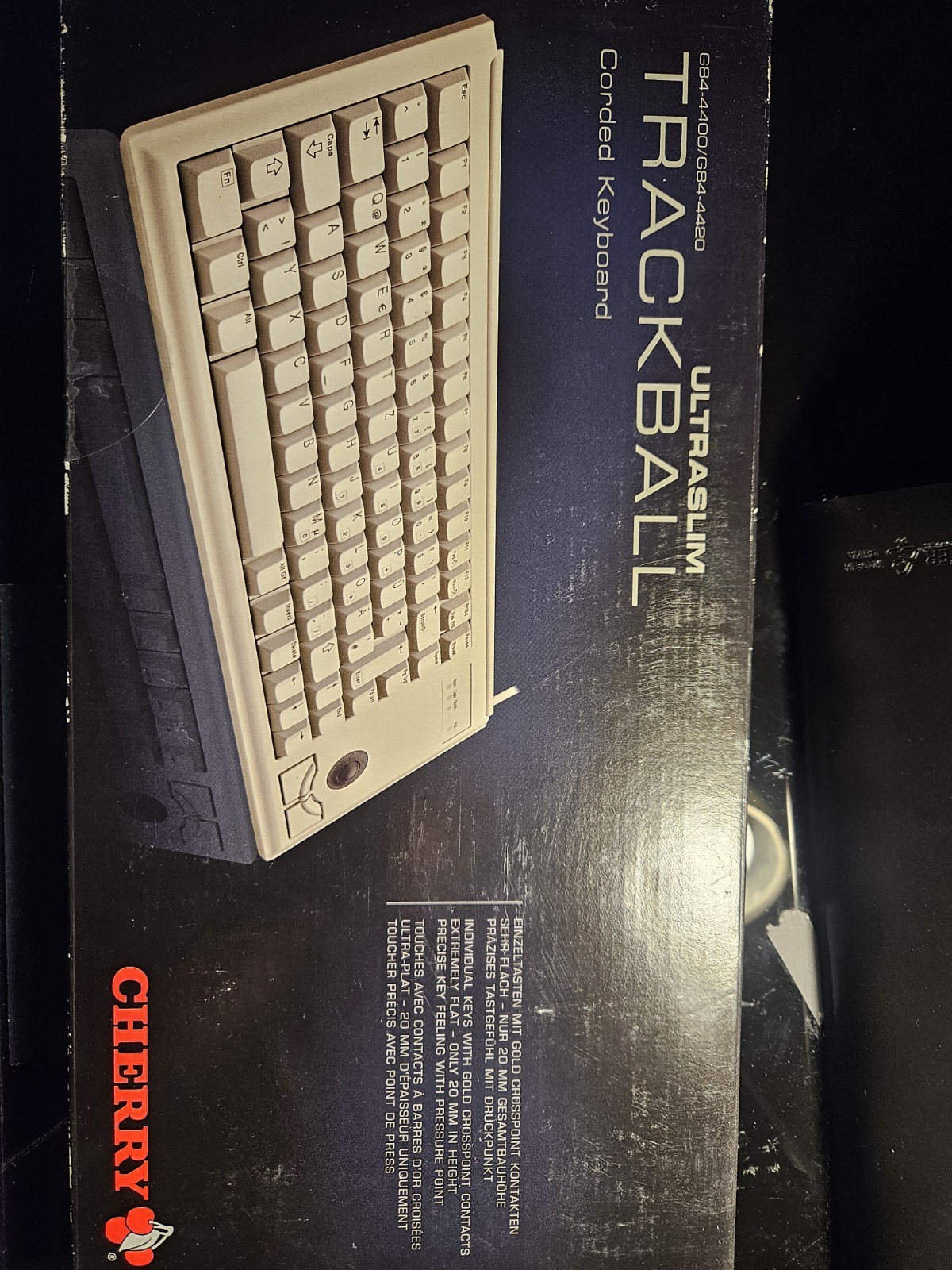 Cherry G84-4400P UBUS-0 UltraSlim Trackball Keyboard NEW / Unused USB  Vintage