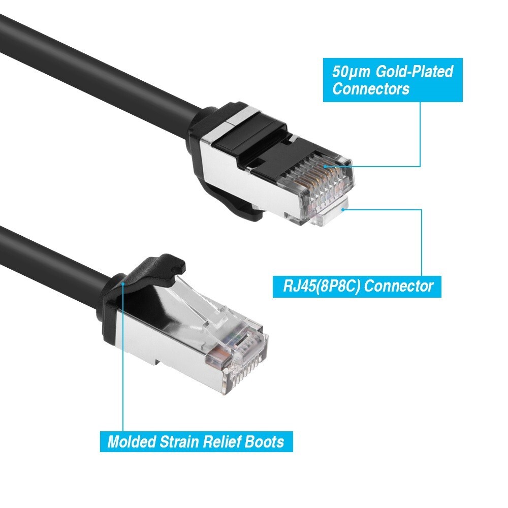 SSTP CAT8 RJ45 Ethernet Network Patch Cable 40G 2GHz Copper 26AWG 1/2'FT to 10FT