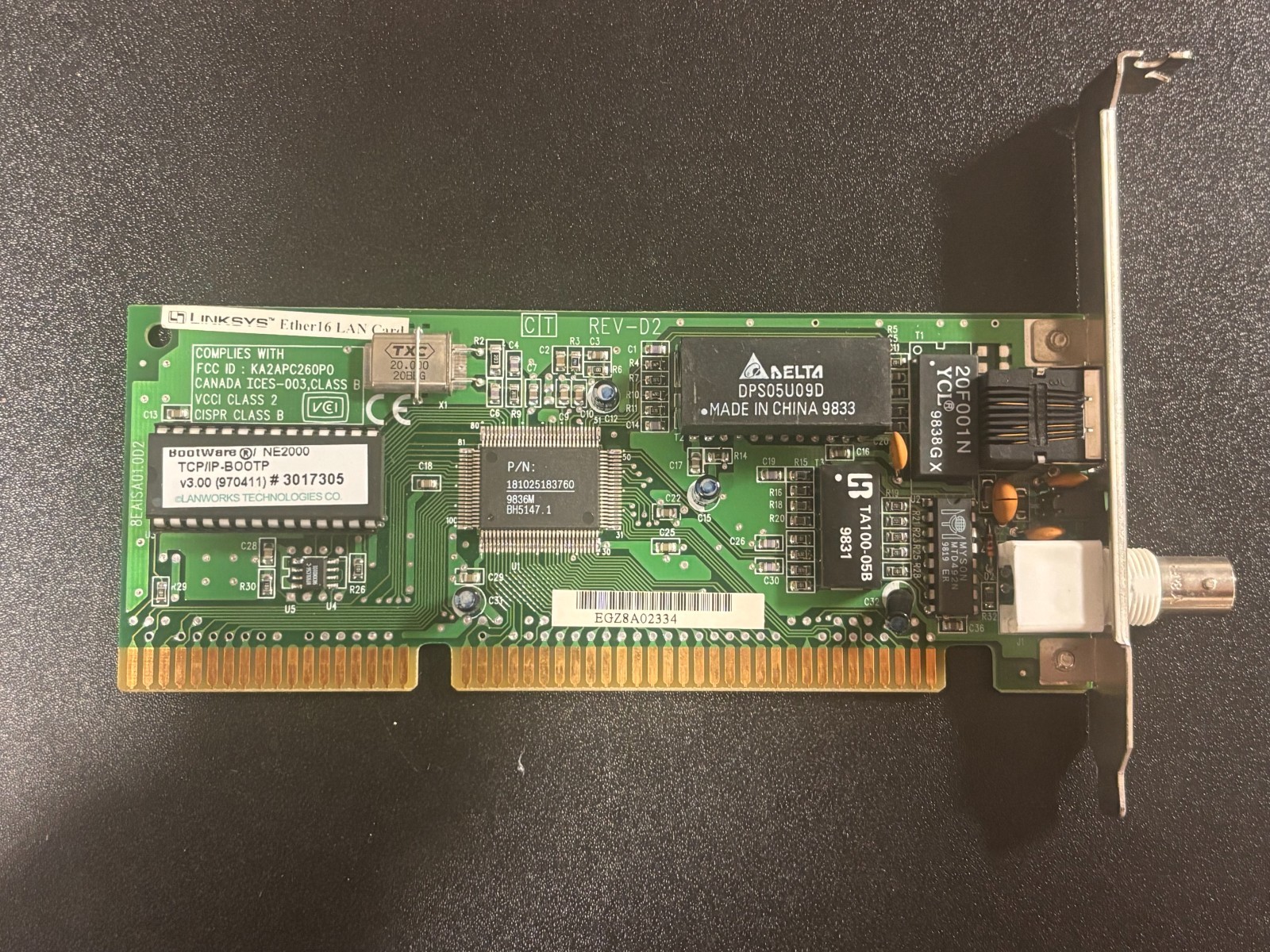 Ethernet LAN Card, Linksys Ether16, w/PROMs (Forte Gantry PC, 10MB)