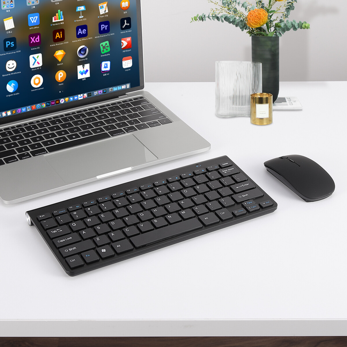 Mini Wireless Keyboard And Mouse Set 2.4G Ultra-Thin For Mac Apple PC Computer