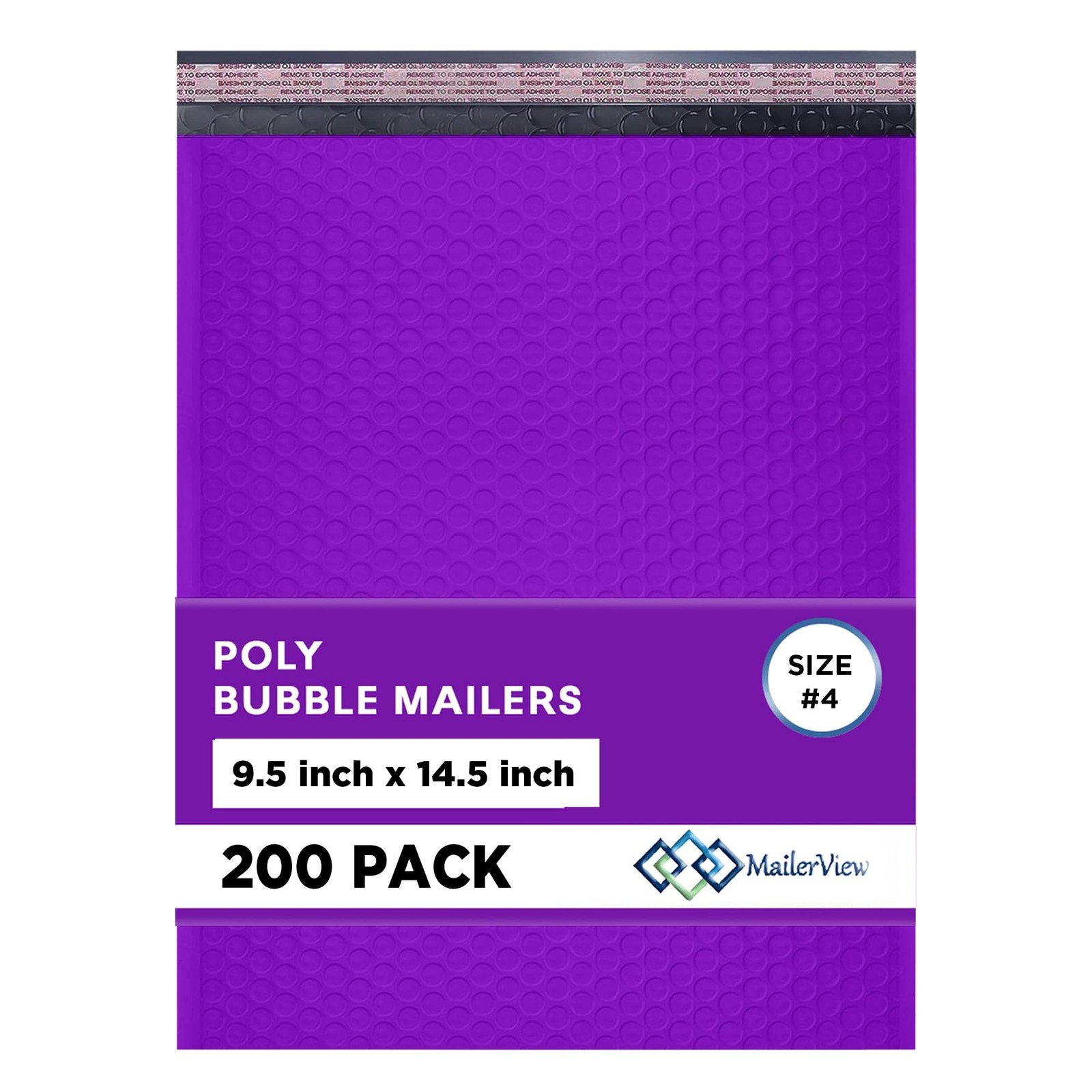 Purple Bubble Mailers 9.5x14.5, Poly Padded Envelopes #4, 200 Pack Bulk