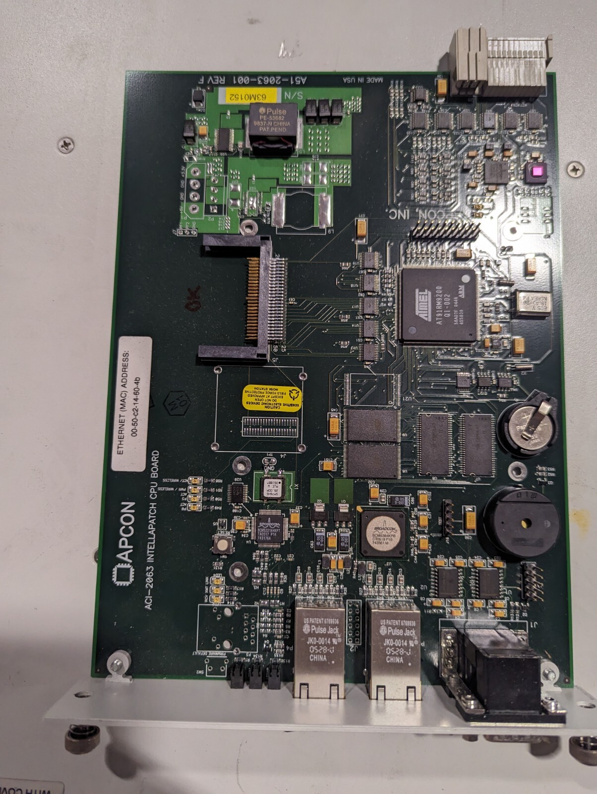 Apcon ACI-2063 INTELLAPATCH CPU BOARD A51-2063-001 REV F