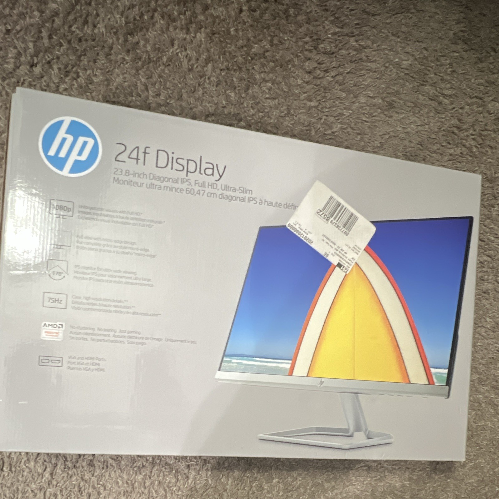 HP 24f Display 23.8" IPS FHD 75Hz Ultra-Slim Monitor HDMI VGA Silver