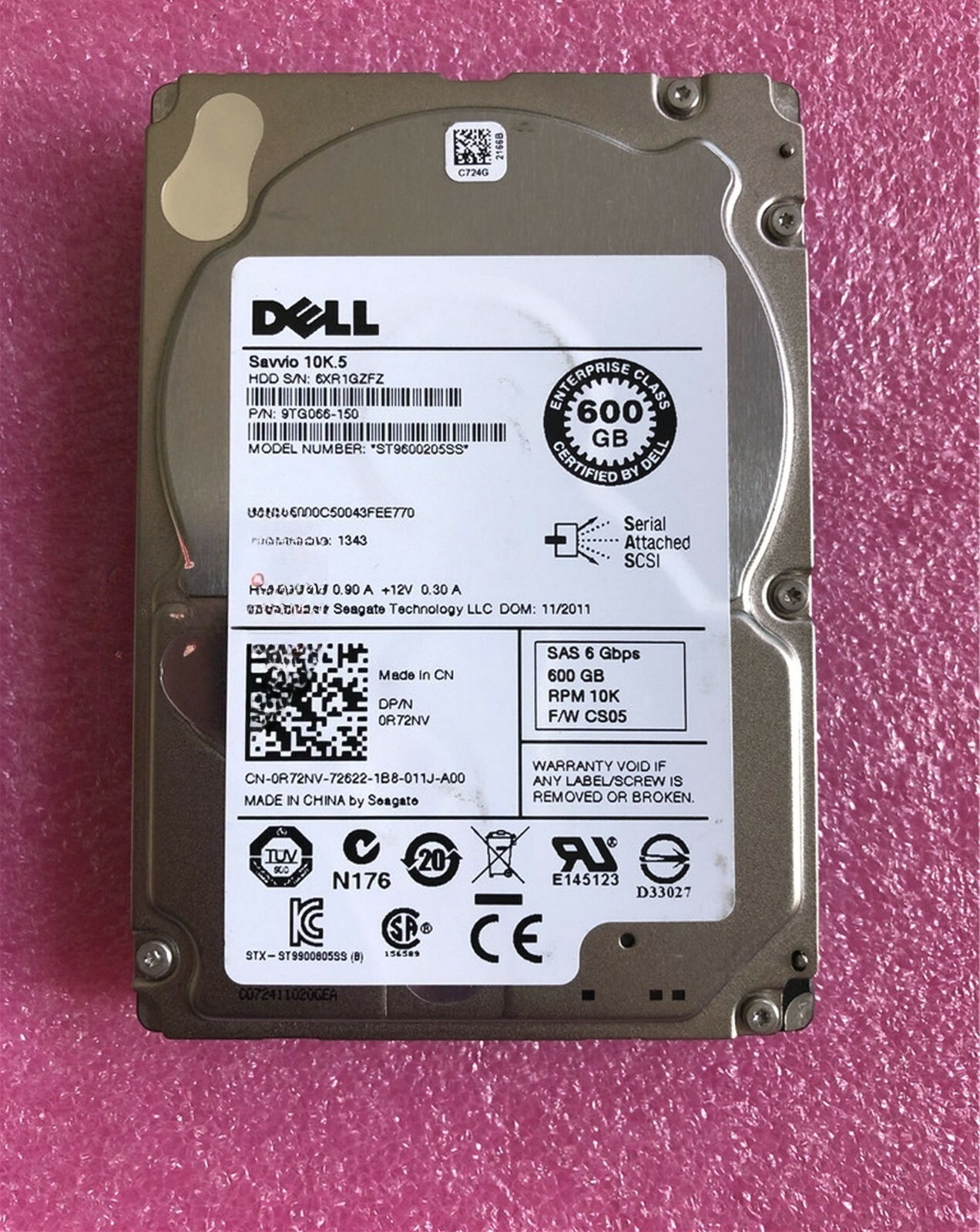 FOR DELL R72NV 0R72NV ST9600205SS 600GB 10K 6G 2.5" SAS HARD DRIVE
