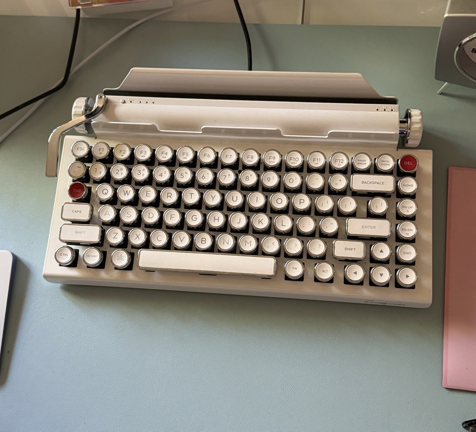 Qwerkywriter S Typewriter Mechanical Keyboard White Chrome Limited Edition V1