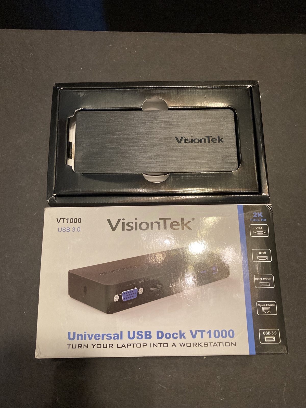 VisionTek VT1000 Universal Dual HD USB 3.0 Docking Station- 901147 - Used