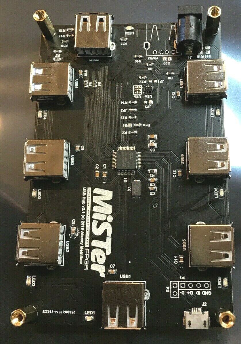 Mister FPGA USB HUB 2.1  Black PCB with Power Splitter & Micro USB Bridge