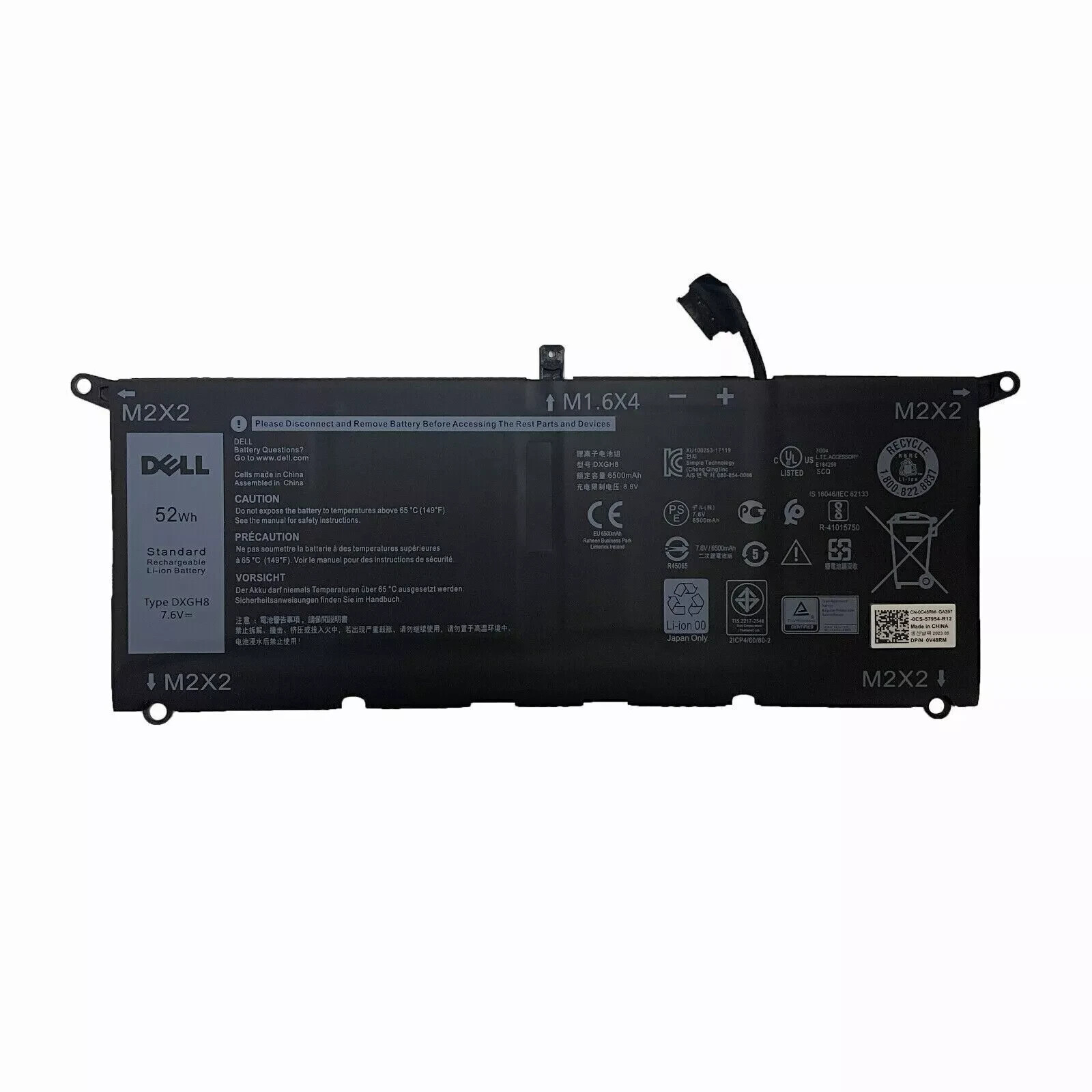 NEW Genuine OEM DXGH8 Battery For Dell XPS 13 9370 9380 Series H754V 0H754V 52WH