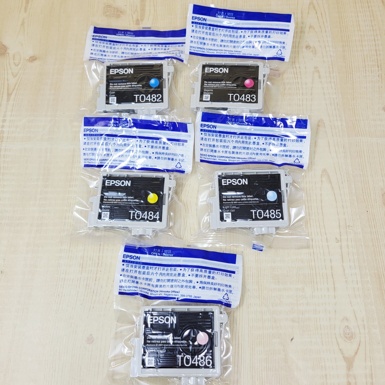 5 GENUINE EPSON 48 T048 TO48920 INK STYLUS RX620 T0482 T0483 T0484 T0485 T0486