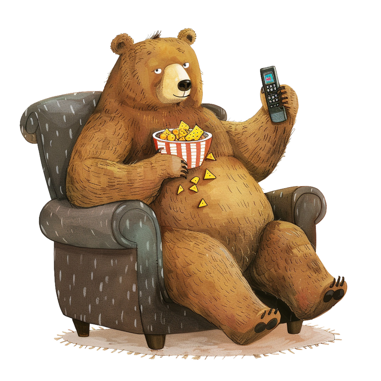 Grizzly Bear and Popcorn Fun Mouse Pad Mousepad Aniamal Wildlife Cartoon Art