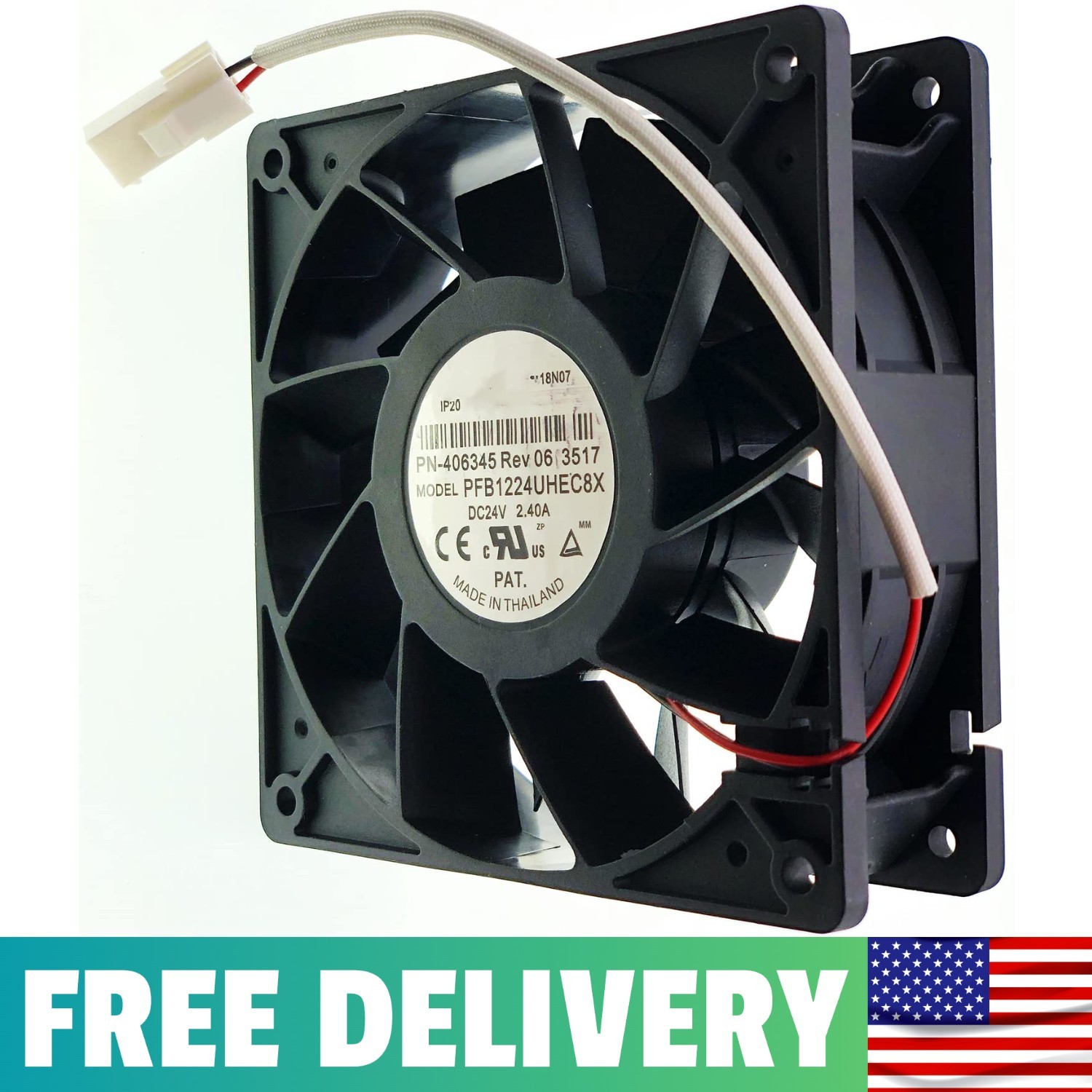 for PFB1224UHEC8X PN-406345 Rev 06 3517 Fan DC 24V 2.40A 12CM 120×120×38mm...