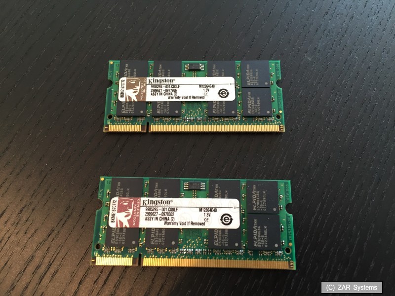 Sony Vario VGN-FE21S Replacement Part: 2x RAM 1GB Kingston 9905295-001 M12864E40