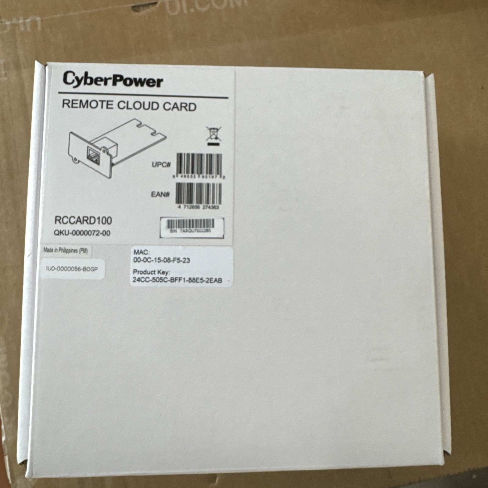CyberPower RCCARD100 UPS Cloud Remote Monitoring Card, Black