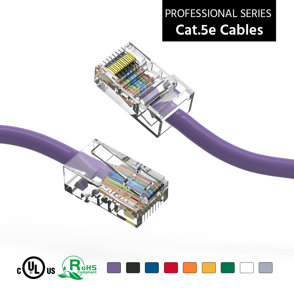 5 Pack of 6Ft CAT5E UTP Ethernet Network Non Booted Cable Purple